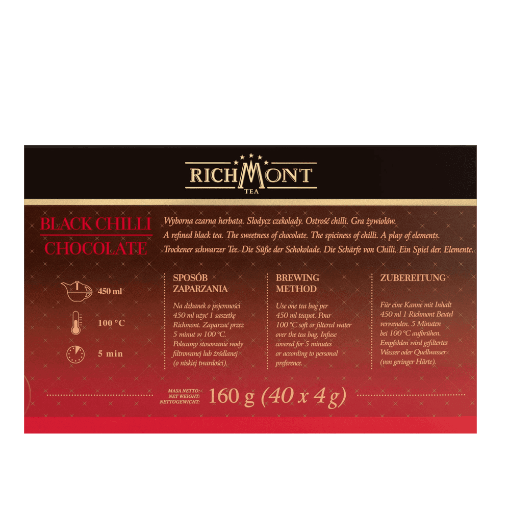 Czarna Herbata Richmont Black Chilli Chocolate 40 saszetek 