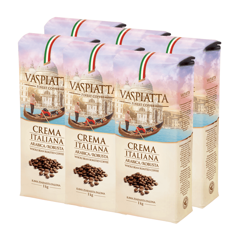 Pakiet 6x1kg Kawa Ziarnista Vaspiatta Crema Italiana